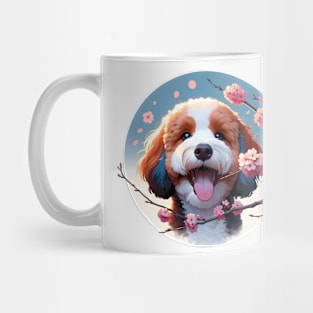 Mini Bernedoodle Welcomes Spring With Cherry Blossoms Mug